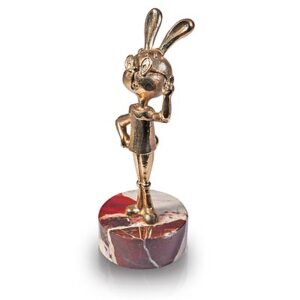 Статуэтка «Кролик в очках»,камень яшма. Литье бронза