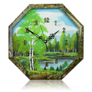 Часы «Восьмигранник» из камня змеевик, 300 мм