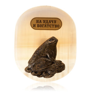 Магнит на холодильник жаба «На удачу и богатство», камень селенит, 75 мм