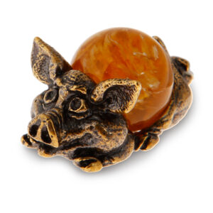 Фигурка — «Хрюша» янтарь бронза