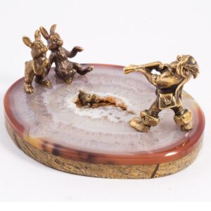 Фигурка «Гном охотник» из камней агат, мрамор, 115 мм