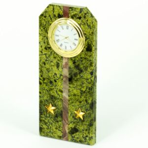 Часы «Погон-лейтенант» из камня змеевик, 15 см