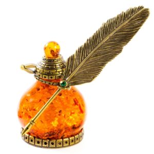 Фигура «Чернильница» янтарь Литье бронза