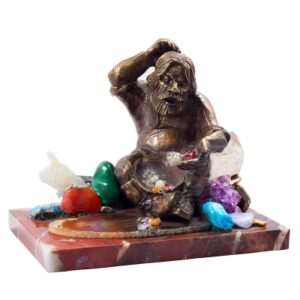 Фигурка «Мастер своего дела», камни аметист, горный хрусталь, змеевик, лазурит, пирит, 180 мм