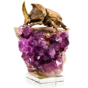 Фигурка «Жук-Носорог», камни аметист, горный хрусталь, 170 мм