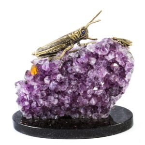 Фигурка «Кузнечик, улитка, пчелка» из камней аметист, мрамор, 120 мм