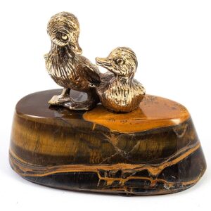 Фигурка «Две утки», камень тигровый глаз, 55 мм