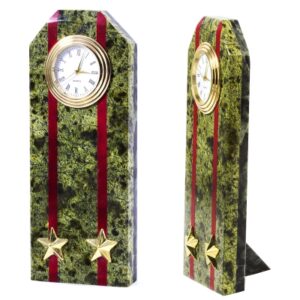 Часы «Погон — Майор» из камня змеевик, 15 см