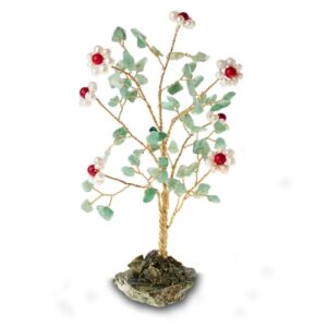 Дерево «Мимоза», коралл, нефрит, кахолонг, змеевик