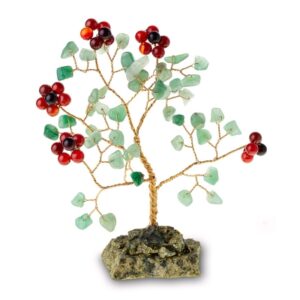 Дерево «Мимоза», коралл, нефрит, змеевик