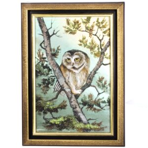 Картина «Сова» Драгоценный камень кварц