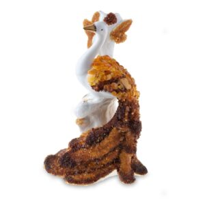 Фигурка из янтаря — «Павлин белый» большой