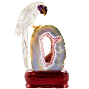 Фигурка «Попугай», камни горный хрусталь, агат, 170 мм