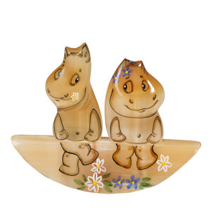 Фигурка из натурального камня «Бегемотики» Драгоценный камень селенит