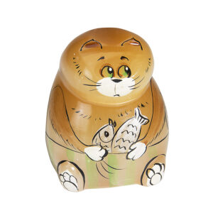 Фигурка из натурального камня «Кот обжора» Драгоценный камень селенит