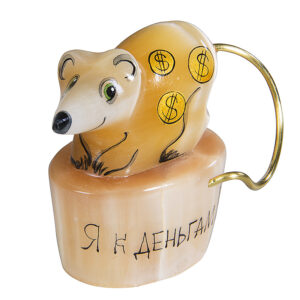 Фигурка из натурального камня «Денежная Крыса» Драгоценный камень селенит