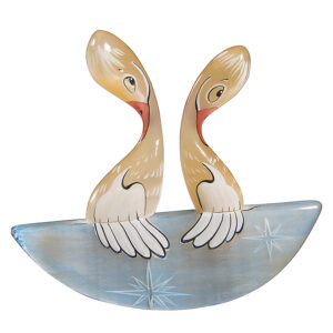 Фигурка из камня «Лебеди качалки» Драгоценный камень селенит