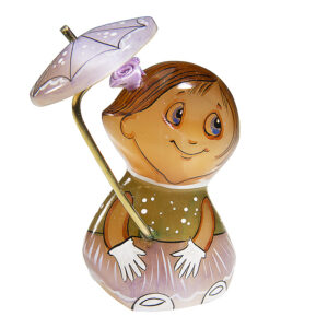 Фигурка из натурального камня «Девочка с зонтиком» Драгоценный камень селенит