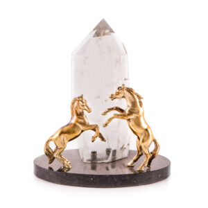 Композиция из камня «Кони» Драгоценный камень кварц Литье бронза