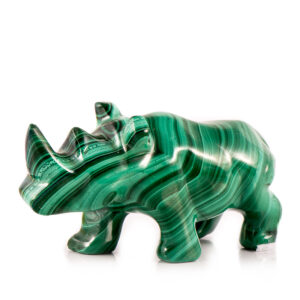 Фигурка из камня «Носорог» Драгоценный камень малахит