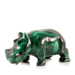 Фигурка из натурального камня «Бегемот» Драгоценный камень малахит