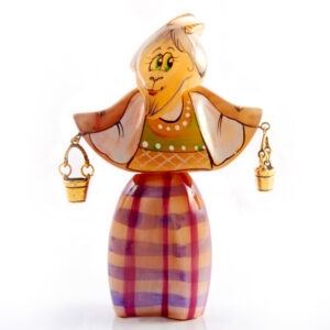 Фигурка из камня «Коза Дуняша с коромыслом» Драгоценный камень селенит