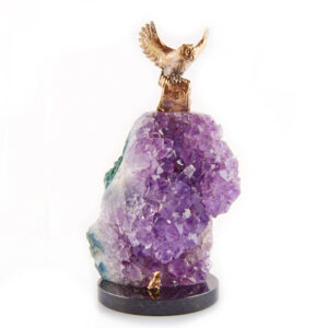 Фигурка «Сова на книге», камни аметист, доломит, 182 мм