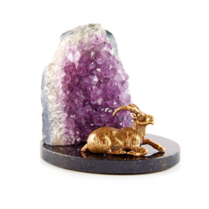 Фигурка «Горный козел», камни аметист, доломит, 90 мм