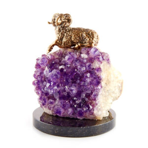 Фигурка «Баран», камни аметист, доломит, 102 мм