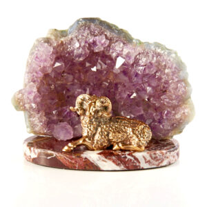 Фигурка «Баран», камни аметист, доломит, 86 мм