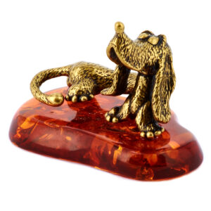Фигурка «Бассет» янтарь Литье бронза