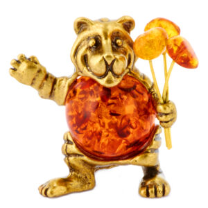 Фигурка»Тигренок» янтарь Литье бронза