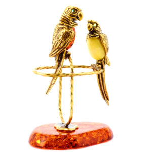 Фигурка «Попугаи» янтарь Литье бронза