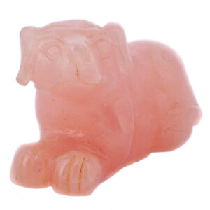 Фигурка из натурального камня «Собака» Драгоценный камень розовый кварц