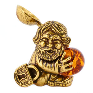 Фигурка «Домовой» янтарь Литье бронза