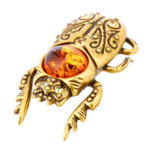 Фигурка «Скарабей» Драгоценный янтарь Литье бронза