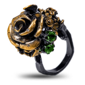 Кольцо «Роза», камни хризолит, фианит, размер 17