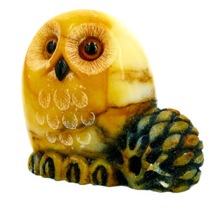 Фигурка из камня «Совенок» Драгоценный камень ангидрит