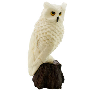 Фигурка из натурального камня «Филин на пне» Драгоценный камень ангидрит, кальцит