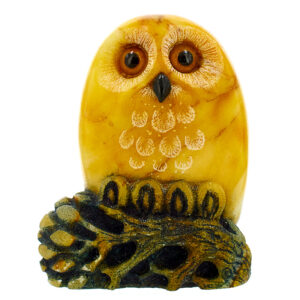 Фигурка из камня «Совенок» Драгоценный камень ангидрит