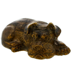 Статуэтка из натурального камня «Спящий пёсик» Драгоценный камень кальцит