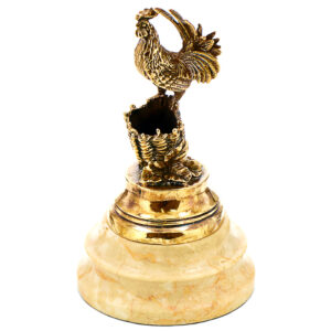 Карандашница из натурального камня «Петух» Драгоценный камень мрамор Литье бронза