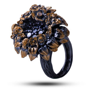 Кольцо «Подсолнух», камень фианит, размер 18