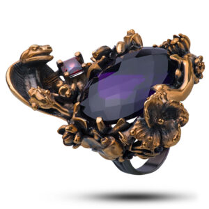 Кольцо «Искушение», аметист, гранат, жемчуг, размер 17
