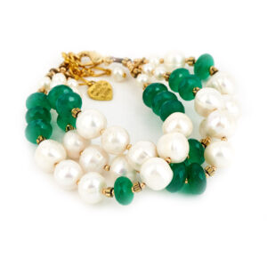 Браслет «Жизель», жемчуг, хризопраз