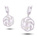 серьги серебро белый жемчуг