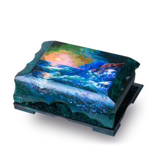 Шкатулка «Волнение моря», камень змеевик, 24 см