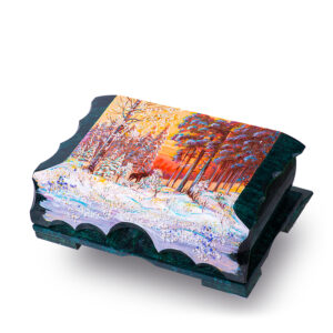 Шкатулка «На закате», камень змеевик, 24 см