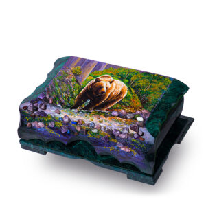 Шкатулка «Медведь», камень змеевик, 24 см