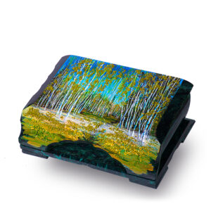 Шкатулка «Березовая роща», камень змеевик, 24 см